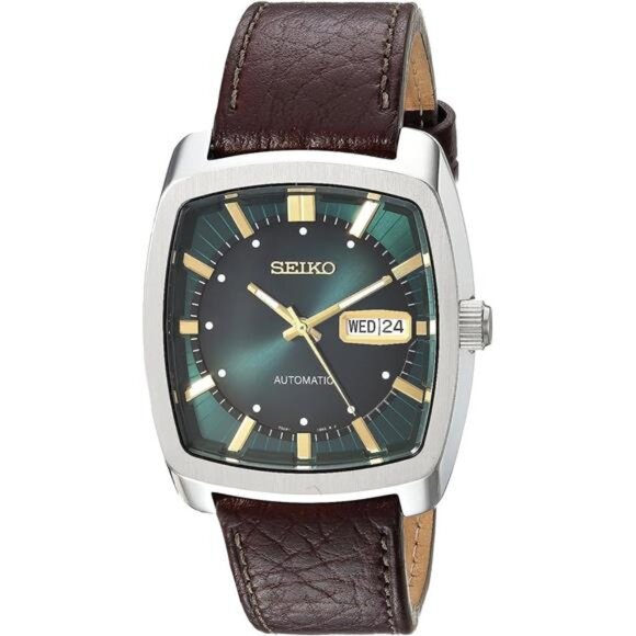 Automatic Watch for Men - Recraft Series -Brown Leather Strap Day/Date Calendar